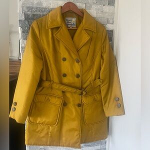 Women's PIONEER WEAR Vintage Belted Trench Coat-Yellow-Size 14 (Large)